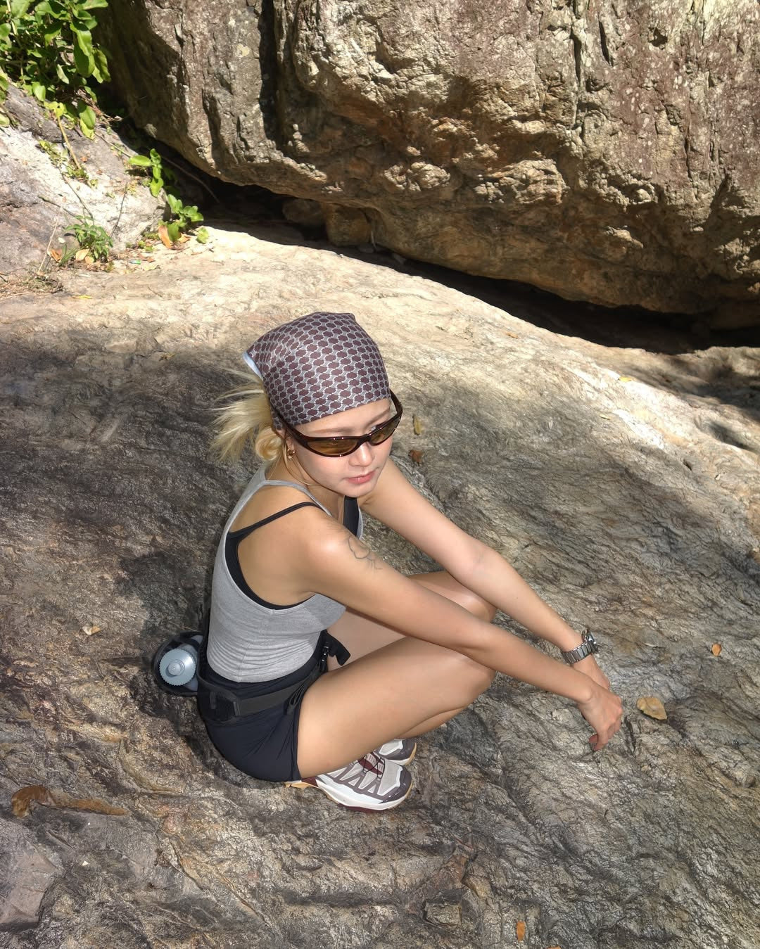 Customer wearing AIM Tortoise sunglasses — alpine portrait